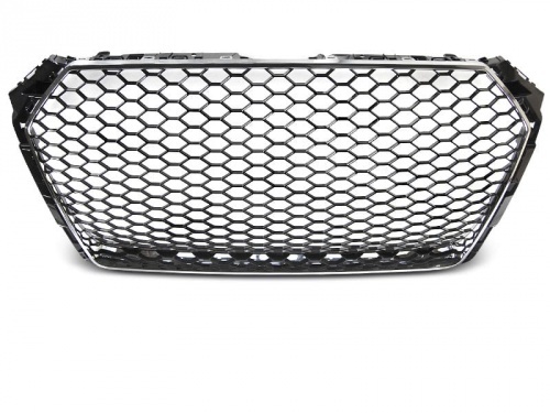 Grille calandre Audi A4 B9 modele 15-19 - look RS - Noir Chrome