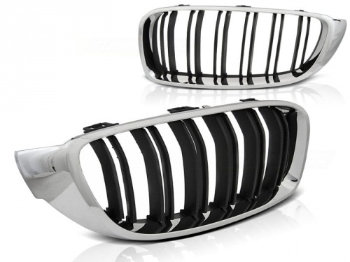 Grilles calandre BMW Serie 4 F32 F33 F36 look M4 - Chrome Noir