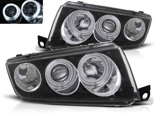 2 Phares avant Skoda Fabia CCFL angel eyes - 99-07 - Noir