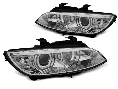 2 Phares xénon BMW Serie 3 E92 E93 Coupe Angel Eyes LED U-LTI 05-10 - Chrome