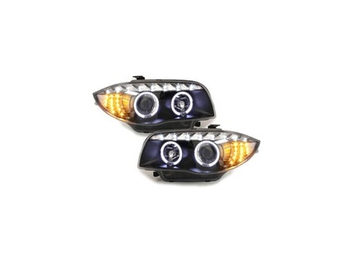 2 Phares avant BMW Serie 1 E81 E82 E87 Devil Eyes LED 04 et + - Noir