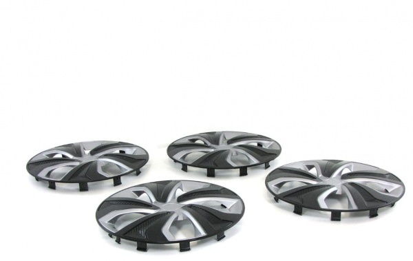 Jeu d'enjoliveurs pour jantes acier 15 pouces VIII noir argent carbone