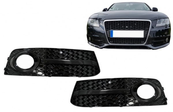 Grilles antibrouillard Audi A4 B8 07-11 - Noir brillant - look RS