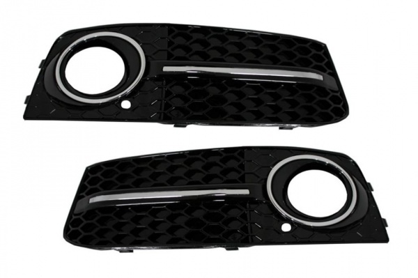 Grilles antibrouillard Audi A4 B8 07-11 - Noir brillant - look RS4