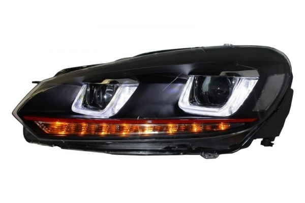2 Phares avant VW GOLF 6 3D LED 08-13 Noir+rouge - dynamiques