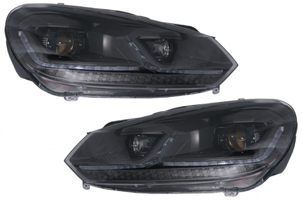 2 Phares avant VW GOLF 6 LED 08-13 look facelift G7.5 black - dynamiques