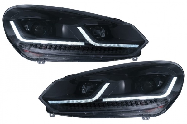 2 Phares avant VW GOLF 6 LED 08-13 look facelift G7.5 black - dynamiques