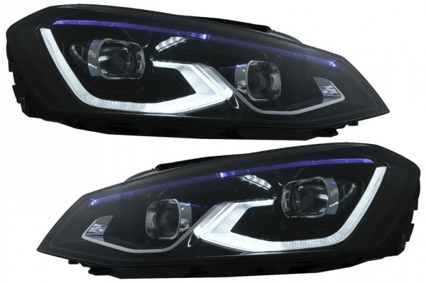 2 Phares FullLED avant VW Golf 7 - look G8 - Noir