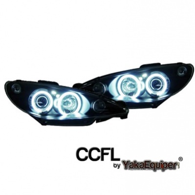 Jeu De Phares H4 Gauche Et Droite Pour Peugeot 206/CC (à Partir De 09/98) - Avec Réglage électrique, Clignotants Intégrés
