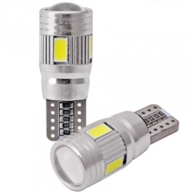 T10 LED 3D 6 SMD-Lampe - Anti-OBD-Fehler - W5W-Basis - Reinweiß 