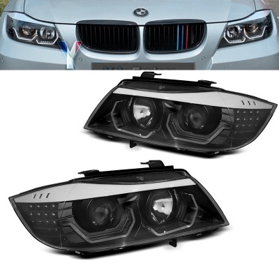 2 BMW Serie 3 E90 E91 Angel Eyes LED Scheinwerfer 05-12 Look