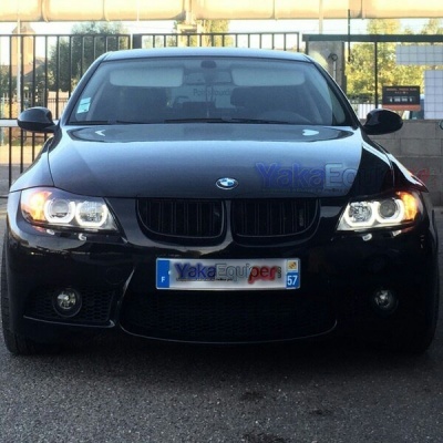 Scheinwerfer für BMW E90/E91 3er 2 CCFL Standlichtringe schwarz Sonar