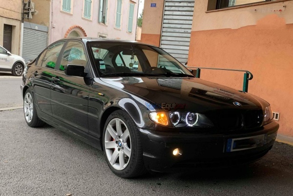2 Phares avant BMW E46 Berline Angel Eyes LED Depo V2 - 01-05 - Noir