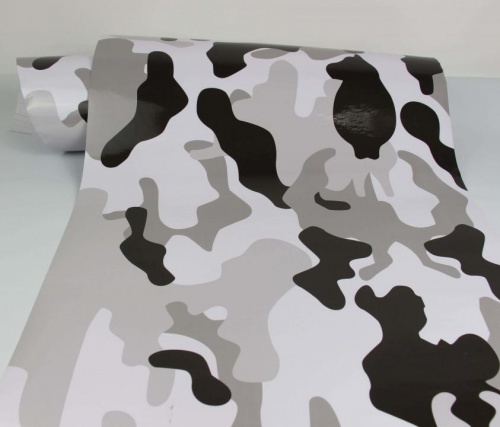 Film covering Stickerbomb camouflage noir et blanc 152 cm anti-bulles vendu au mètre