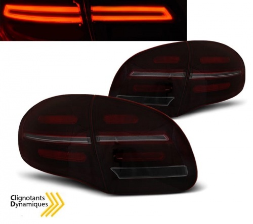 2 Feux pour Porsche Cayenne fullLED dynamiques 10-15 - Rouge Fume