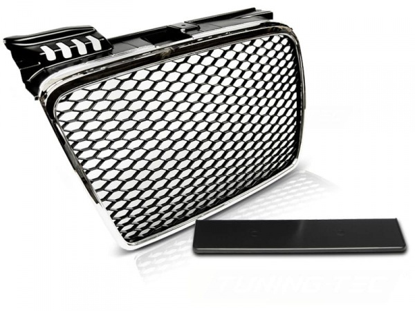 Grille calandre Audi A4 B7 04-08 - chrome noir - look RS4