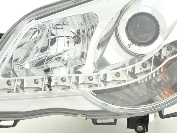 2 Phares avant VW Polo (9N3) Devil Eyes Feux de jour LED - Chrome
