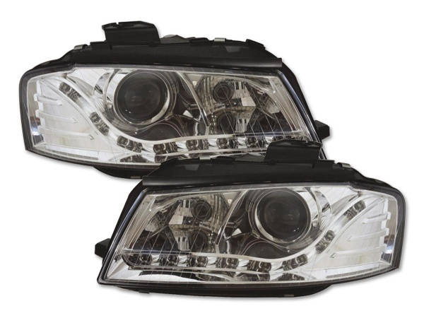2 Phares avant Audi A3 8P Devil Eyes LED - Chrome