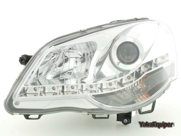 2 Phares avant VW Polo (9N3) Devil Eyes Feux de jour LED - Chrome