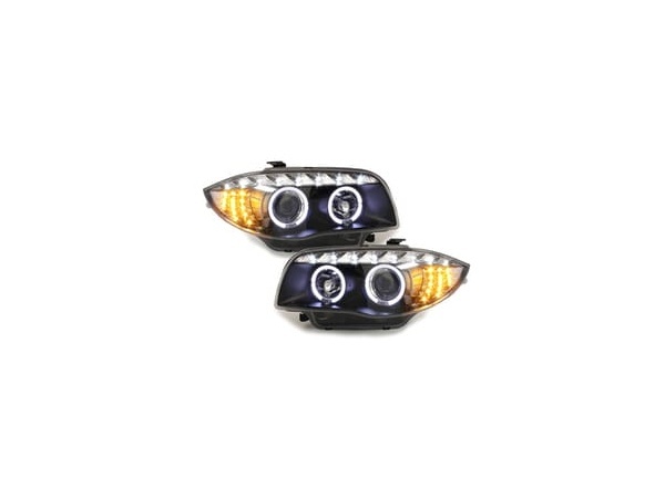 2 Phares avant BMW Serie 1 E81 E82 E87 Devil Eyes LED 04 et + - Noir