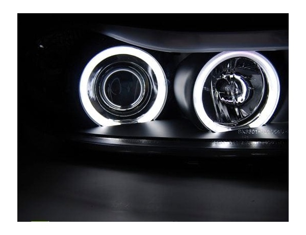 2 Phares avant BMW Serie 3 E90 E91 Angel Eyes CCFL 05-08 - Noir