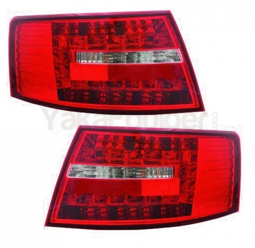 2 Feux arriere AUDI A6 (C6 4F) LED 04-08 Rouge / Clair