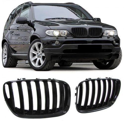 Grilles calandre BMW X5 E53 lci 03-07 - look mperf - Noir Mat