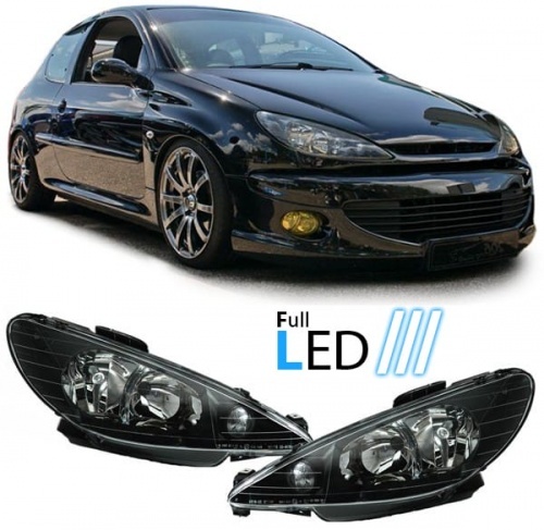 2 Phares fullLED Peugeot 206 98-06 - Noir