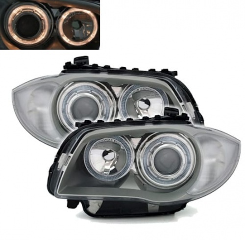 2 Phares avant BMW Serie 1 E81 E82 E87 Angel Eyes V1 DEPO 04 et + - Gris