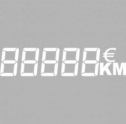 Vinyl adhesif lettrage chiffre / euro / km BLANC 60x14cm