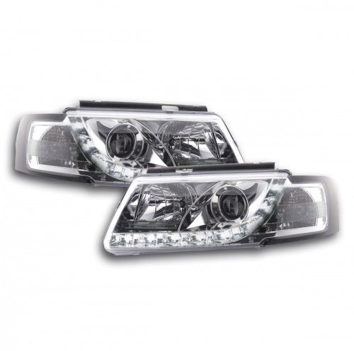 2 Phares avant VW Passat B5 (3B) Devil Eyes DRLR87 LED - Chrome