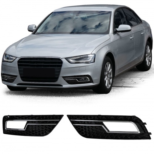Grilles antibrouillard Audi A4 B8 facelift 11-15 - Noir brillant - look RS4