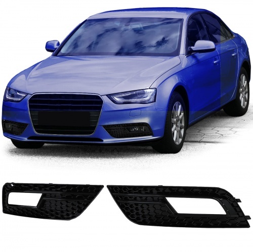 Grilles antibrouillard Audi A4 B8 facelift 11-15 - look RS4 noir brillant