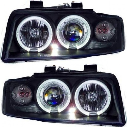 2 Phares avant AUDI A4 (B6) - Angel Eyes - Noir
