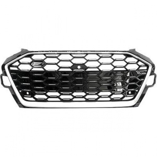 Grille calandre Audi A4 B9 19-24 - look RS4 - Chrome Noir - camera PDC