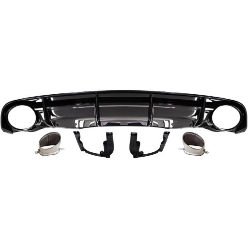 Diffuseur arrière noir brillant avec sorties chrome pour Audi A6 C7 S-Line 15-18