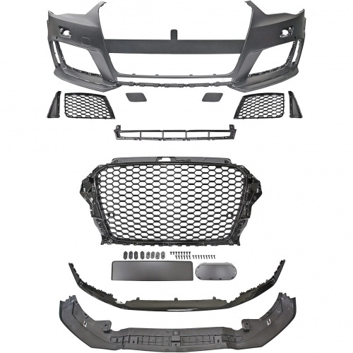 Pare choc avant AUDI A3 8V 12-16 - Look RS3 - Noir brillant - PDC