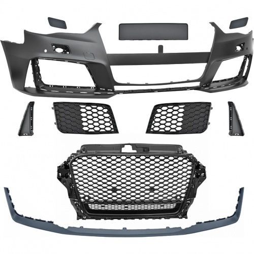 Pare choc avant AUDI A3 8V limousine 12-16 - Look RS3 quattro - Noir - PDC