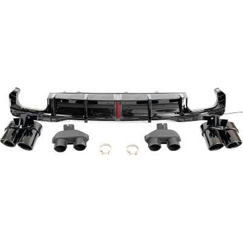 Diffuseur arrière look RS7 noir brillant avec sorties noires pour Audi A7 S-Line / S7 / RS7 18-24