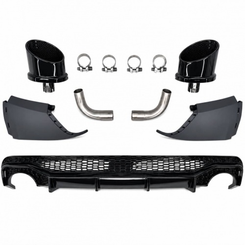 Diffuseur arrière look RSQ5 noir brillant avec sorties noires pour Audi Q5 II FY 20-25
