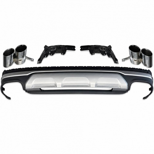 Diffuseur arrière look RSQ7 noir avec quatre sorties chrome pour Audi Q7 II 4M S-Line 20-23