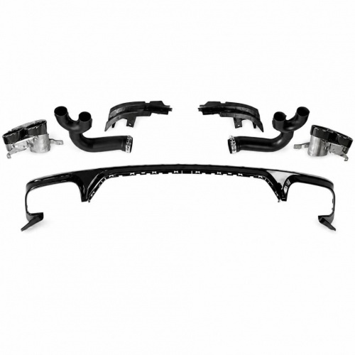 Diffuseur arrière look RSQ8 noir brillant avec sorties intégrées pour Audi Q8 S-Line / SQ8 18-23