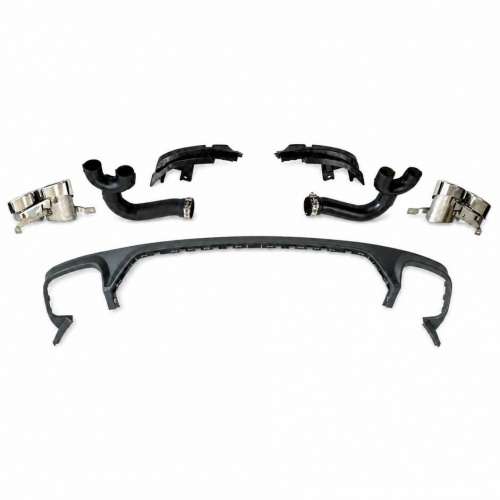Diffuseur arrière look RSQ8 gris / chrome avec sorties intégrées pour Audi Q8 S-Line / SQ8 18-23