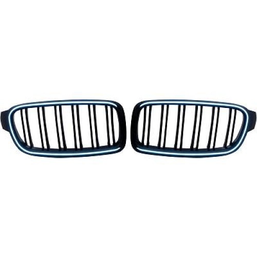 Calandre avant look MTech avec LED pour BMW Série 3 F30 / F80 12-18 - Noir brillant