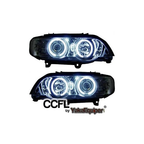 2 Phares avant BMW X5 E53 Angel Eyes CCFL 99-03 - Chrome
