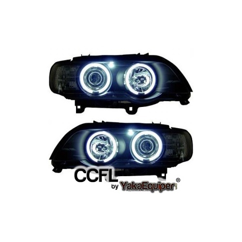 2 Phares avant BMW X5 E53 Angel Eyes CCFL 99-03 - Noir