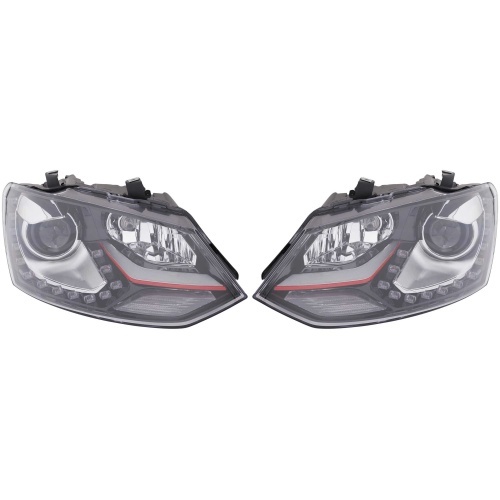 2 Phares avant VW Polo 6R 6C 09-17 H7 D2H - LED look GTI - noir