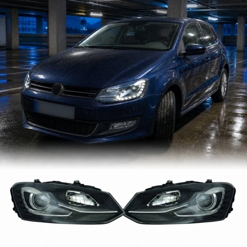 2 Phares avant VW Polo 6R 09-14 - LED look GTI - noir Chrome