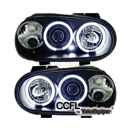 2 Phares avant VW GOLF 4 Angel Eyes CCFL 98-02 - Noir