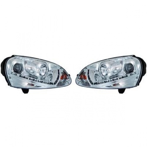 2 Phares avant VW GOLF 5 Devil Eyes LED - Chrome